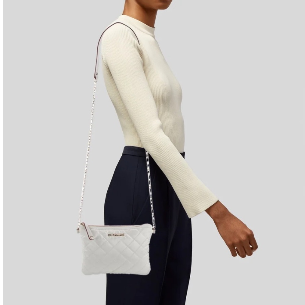 MZ Wallace Quilted Crossbody Bag in Ivory with Gold Chain - Picture 2 of 14